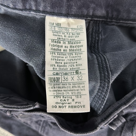 CARHARTT FR Fire Resistant 36 x 32 WASHED DUCK WORK CARGO PANTS - Picture 6 of 6